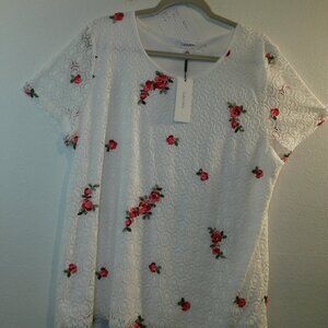 Calvin Klein Women’s White Lace Overlay Top Size XL
